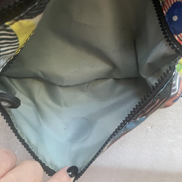 Kipling Crossbody Bag Multi Geometric Nylon Zip Pockets Monkey Keychain HB6141 - Picture 7 of 15